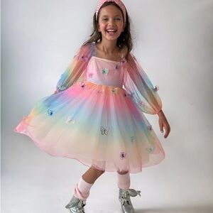 NWT Lola + The Boys Rainbow Butterfly Ombré Dress - Size 8